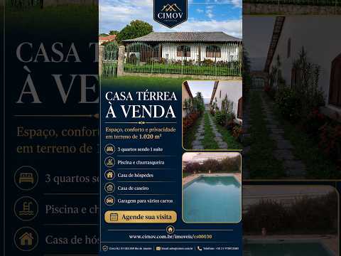 CS00030- Casa Térrea com Amplo Terreno de 1.020m² + Área de Lazer Completa - Excelente Oportunidade