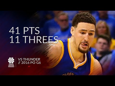 Klay Thompson 41 pts 11 threes vs Thunder 2016 PO G6