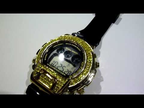 (SOLD)LEMONADE Lab Made Diamond G-Shock DW6900 type watch! ICED OUT BEZEL!! Gucci Mane video