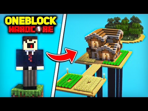 I Built the PERFECT Base in One Block Hardcore Minecraft (#1)
