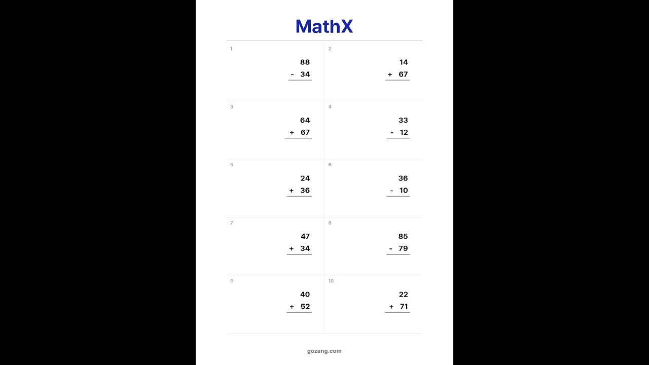 Free Intermediate Math Worksheet #5 | Addition & Subtraction Practice
