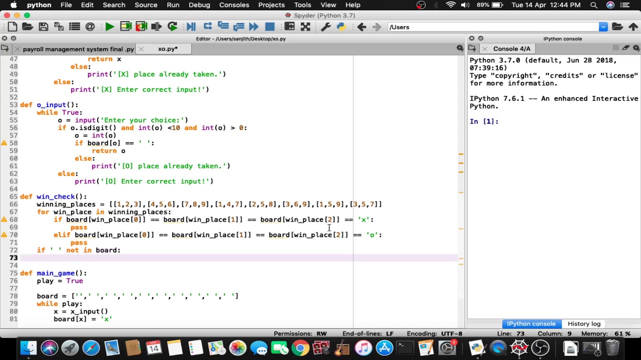 TIC-TAC-TOE game using python | python tutorials