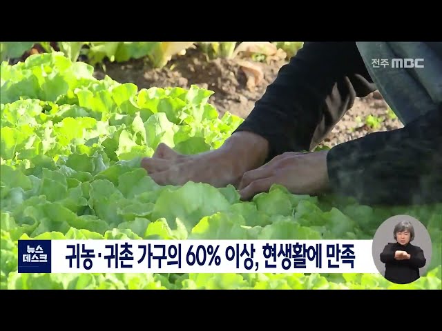 귀농자의 60% 생활에 만족