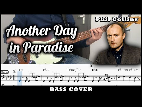 Phil Collins - ANOTHER DAY IN PARADISE Bass Cover with tabs | Jak zagrać na basie #26
