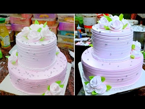 The Most Beautiful Cake Decorating Tutorials | Two Step Cake Pink Cake #cake #cakedecoration