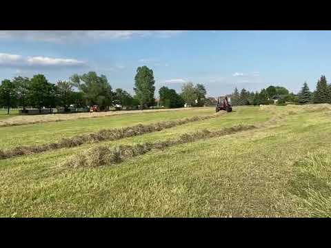 Belarus im Heu mit Deutz Rundballenpresse