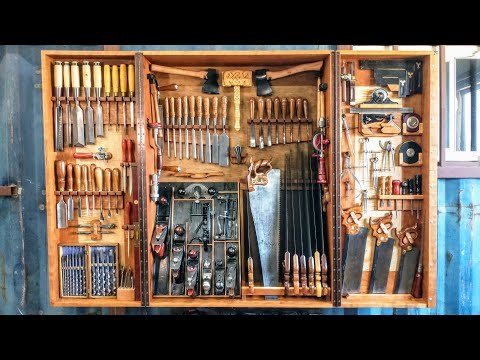 EPIC Hand Tool Cabinet with Restored ANTIQUE Woodworking TOOLS