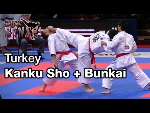 Turkey male team Kata Kanku Sho + bunkai Bronze final 21st WKF World Karate Championships Paris 2012