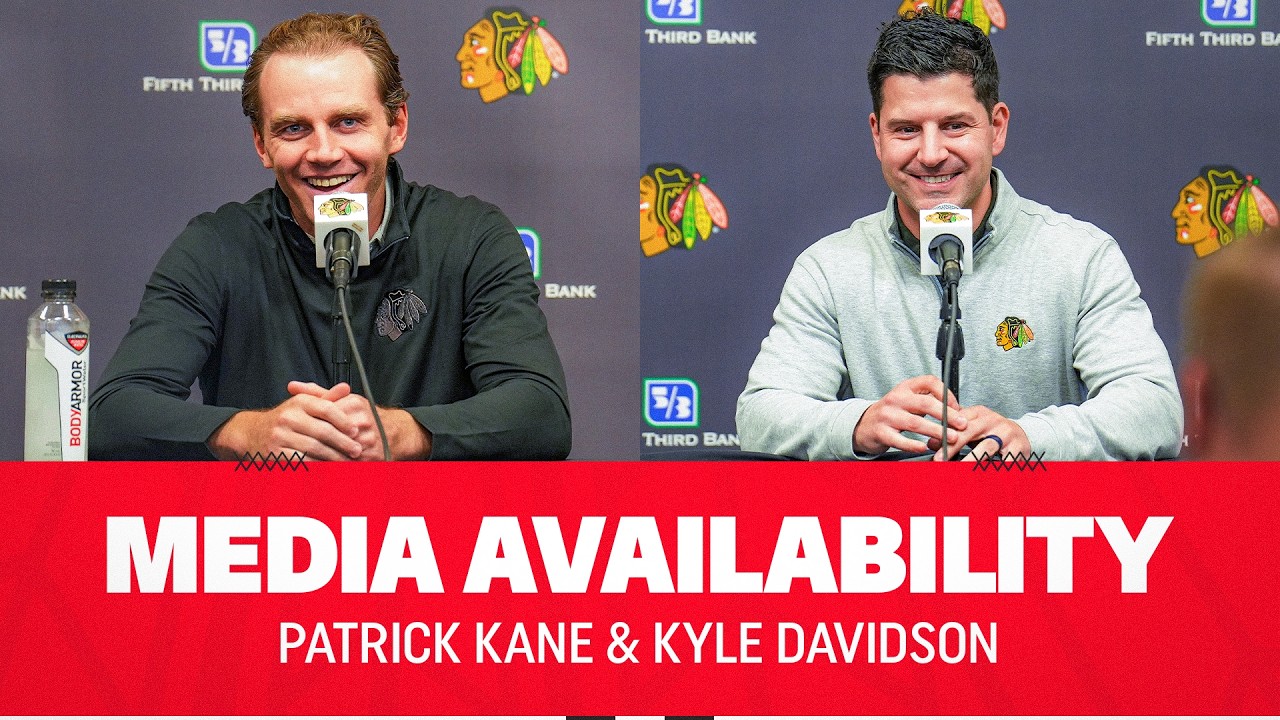 Patrick Kane speaking after returning to the Chicago Blackhawks in 2026