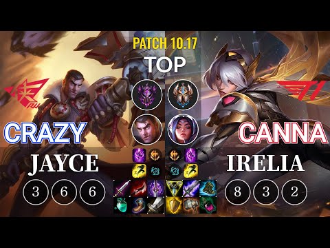 RW Crazy Jayce vs T1 Canna Irelia Top - KR Patch 10.17