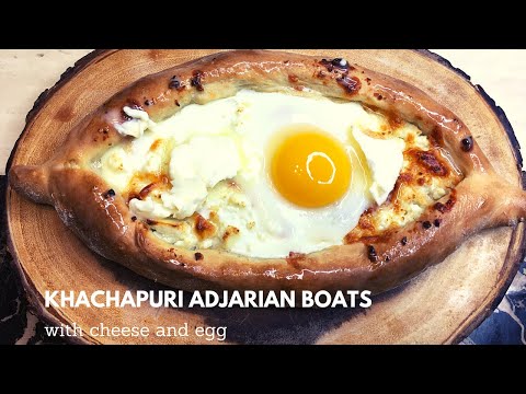Khachapuri Adjarian Boats / with cheese and egg / Breakfast ideas / Georgia