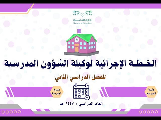 الخطة الإجرائية لوكيلة الشؤون المدرسية 1447 الفصل...