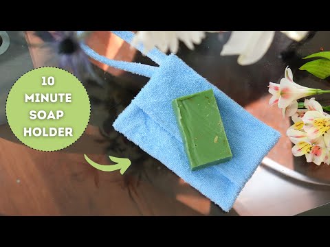 Part of a video titled 10 minute sewing! Save your soap - make a soap holder/washcloth.