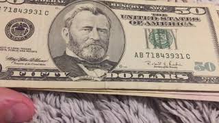 My 50 Dollar Bill Collection Small Head and Big Head Bills 4/7/20