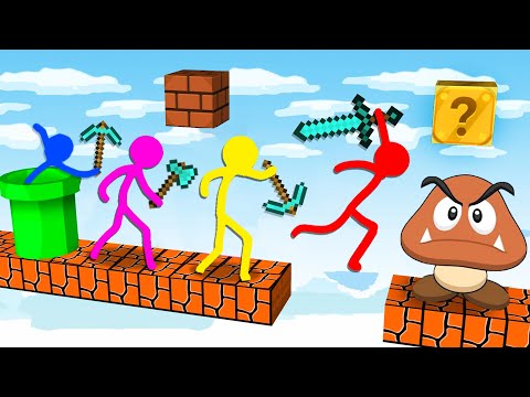 Stickman vs Minecraft STICKMAN VS MARIO GAME / Animation vs Minecraft Cartoon