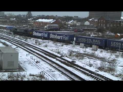 DRS 66301 ON 4V38 TESCO SNOW EXPRESS AT GLOUCESTER TRAMWAY 210113
