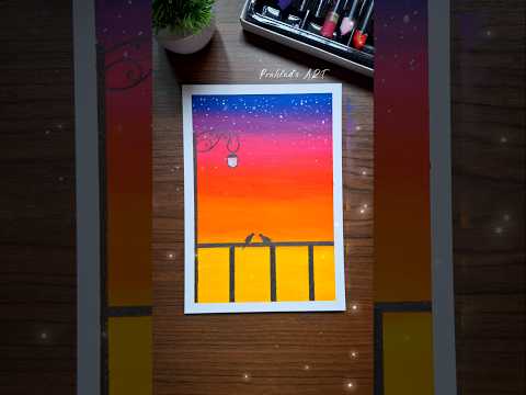 Peaceful Sunset Painting | Oil Pastel Art