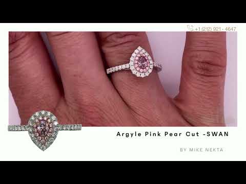 Fancy Intense Pink Diamond Pear Shape Halo Diamond Ring - The Swan By MIKE NEKTA NYC