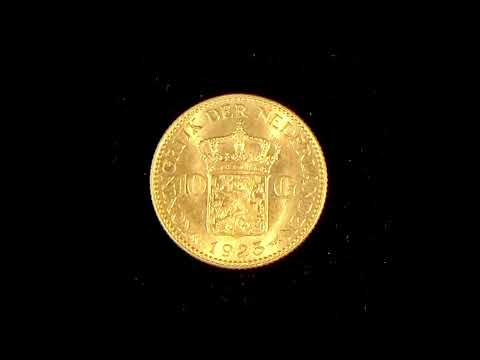 Netherlands 10 Guilders Gold Coin, Minted in 1925, Brilliant Uncirculated Condition. (0.1947 Oz)
