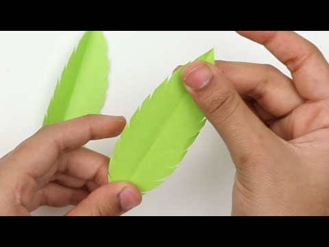 How to Make Very Easy Paper Leaves in Just 35 Seconds - DIY Simple Paper Leaf Making Craft Idea !!