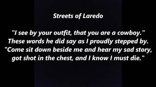 Streets of Laredo Cowboy's Lament LYRICS WORDS BEST TOP POPULAR FAVORITE TRENDING SING ALONG SONGS