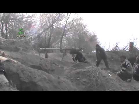 استهداف مقرات النظام في قرية الجفرة بمدفع SBG من قبل لواء محمد الباقر التابع لجيش القادسية في دير الزور