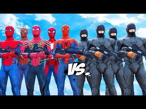 RoboCop Army VS Spiderman Suits - Spiderman, Iron Spider, Spider-Man 2002, The Amazing Spider-Man Video