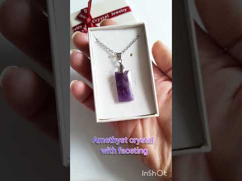 Подарок парню, девушке натуральный камень Аметист кристалл с огранкой кулон на цепочке в коробочке - фото 2 - id-p2581522844