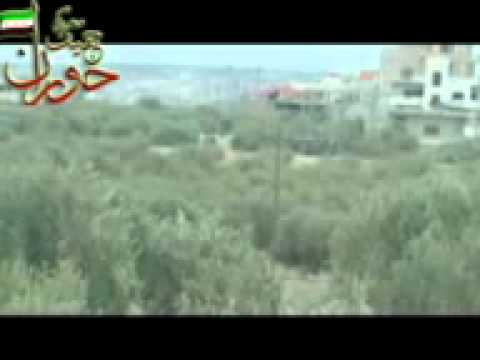 استهداف تحصينات قوات النظام في مدخل درعا الشرقي بواسطة قاذف بي 9من قبل كتيبة شيخ الإسلام ابن تيمية