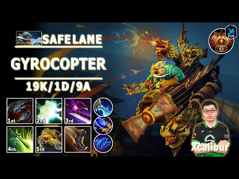 Gyrocopter Safe Lane Carry | 7.34b | Xcalibur Pos 1 Gyro Play | Dota 2 Immortal Gameplay