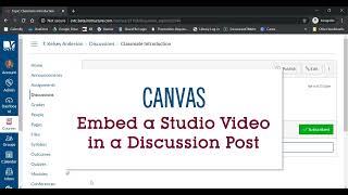 How to Embed a Studio Video into a Canvas Discussion Post