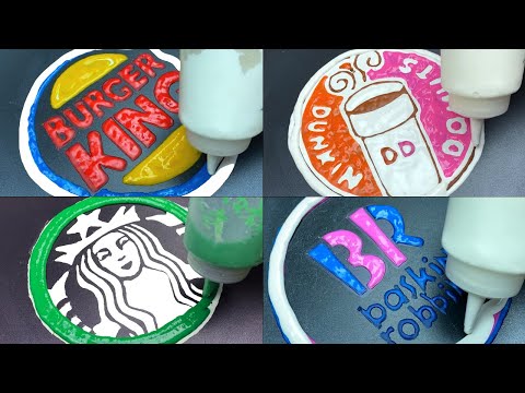 Fast Food Logos Pancake Art - Starbucks, Burger King, Dunkin’ Donuts, Baskin-Robbins