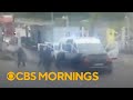 Video shows armed men ambush a prison transport van in France carrying a suspected drug lord