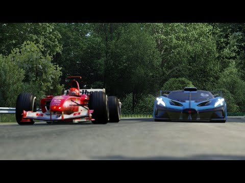F1 Ferrari F2004 Schumacher vs Bugatti Bolide at USCE