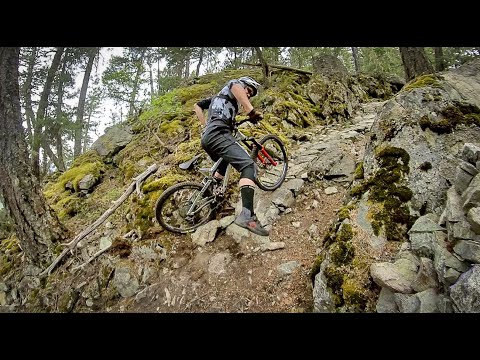 INTO THE GNAR "No Girlie Man" Double Black diamond trail UP HILL !!!