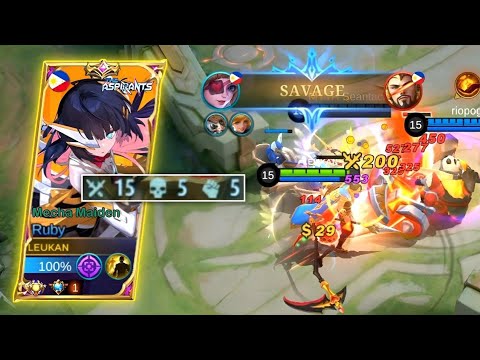 SAVAGE RUBY!! 15 KILLS SUPER INTENSE RANKED GAME🔥RUBY BEST BUILD 2022 - MLBB