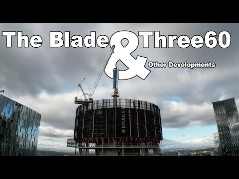Aerial Views of Three60, The Blade, Victoria Residence & The 4 Towers of Deansgate Square