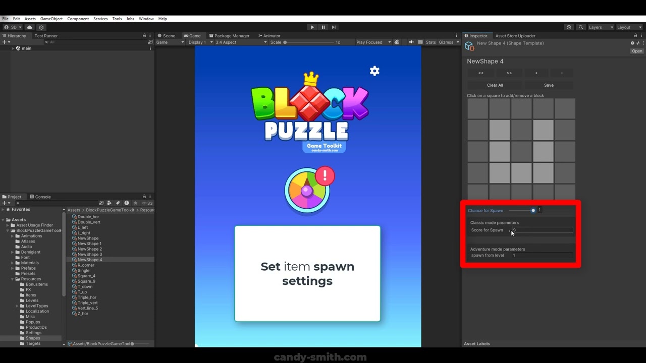 Block Blast Puzzle: Game Toolkit. Shape Editor Tutorial