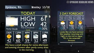 Spokane's best 3 day forecast: Small chance for rain this afternoon, with sun later in the week.