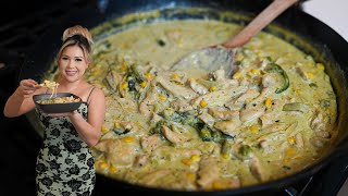 Meal on a Budget and Under 20 Minutes: POLLO CON RAJAS EN CREMA | Rajas Poblanas