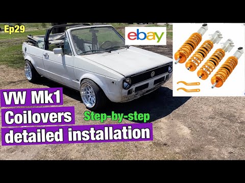 VW Mk1 Coilovers installation. VW Golf, Rabbit, Jetta, Scirocco Mk1 Mk2 coilover kit install.