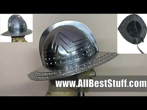 Watch YouTube Video for SALE! Medieval Early Kettle Hat Helmet made from 16 Gauge Steel