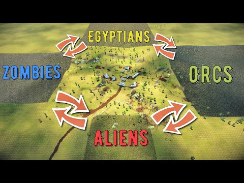 Battle Of 4 Armies: Egyptian Warriors - Isengard Orcs - Aliens Heavy - Zombies - UEBS 2