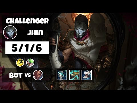 Jhin Bot Lane 11.18 Challenger Gameplay Replay S11 (5/1/6) - EU