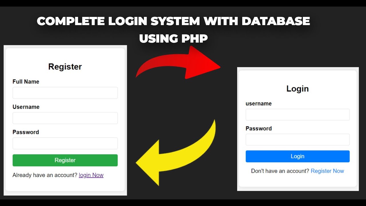 complete login logout system with database connection using php