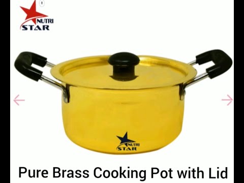 Brass cooking pot with lid. brass sauce pan with tin coating...