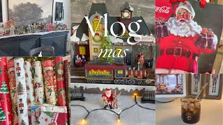Vlogmas Day 16 🎄 Setting Up My Christmas Village & Vintage Wrapping Station