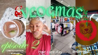 VLOGMAS DAY 2🎅Washing My 4c Natural hair + Christmas Inspired Drink + Limited Edition Burger