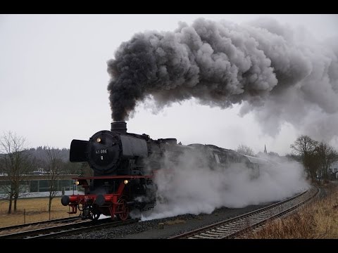 (Dampf)Wolken, Regen, Sonne & Schnee mit Dampflok 41 096 durch Hessen +Bonus