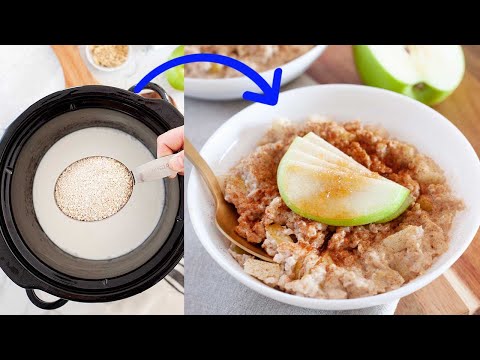 Overnight Crockpot Oatmeal with Apples & Cinnamon